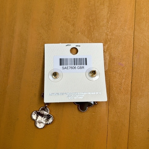 Mia Collection Clover Brown Tan Gold Pendant Dangle Earrings - Picture 3 of 3